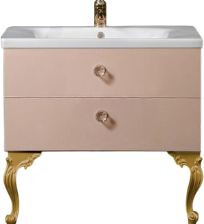 Тумба с раковиной Armadi Art NeoArt 80 капучино с ручками Crystal золото, с ножками