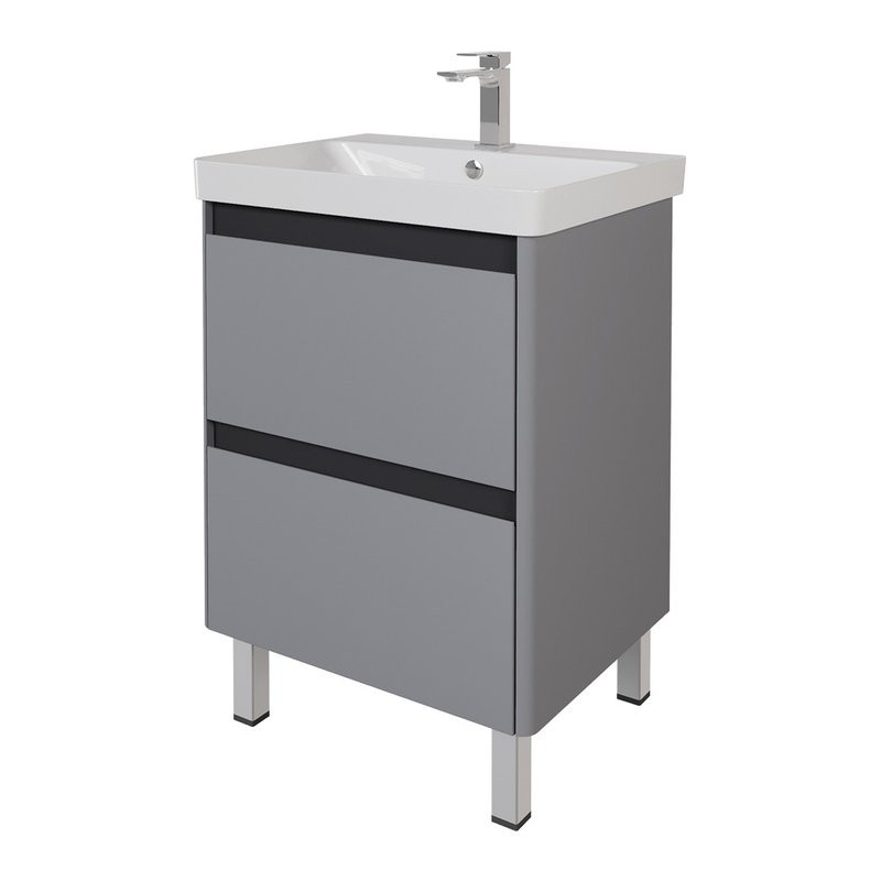 Тумба с раковиной Dreja Luxury Plus 60 подвесная, серый базальт