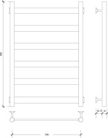 Полотенцесушитель водяной Secado Комано 2 85x55 см, матовый черный, лесенка