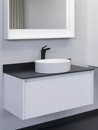 Тумба с раковиной Comforty Марсель 90 подвесная, матовая белая, раковина Comforty 9110