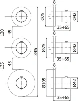 Термостатический смеситель встраиваемый Paffoni Modular Box MDE018NO С ВНУТРЕННЕЙ ЧАСТЬЮ, матовый черный