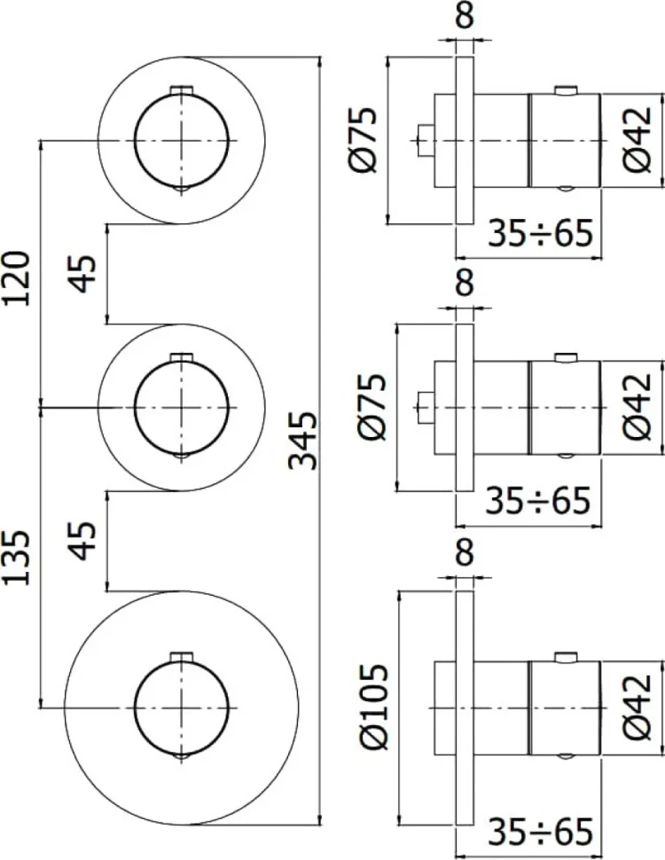 Термостатический смеситель встраиваемый Paffoni Modular Box MDE018NO С ВНУТРЕННЕЙ ЧАСТЬЮ, матовый черный