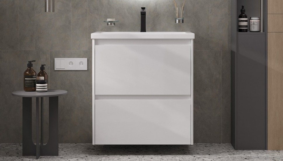 Тумба с раковиной Velvex Klaufs 70.2Y белая, подвесная