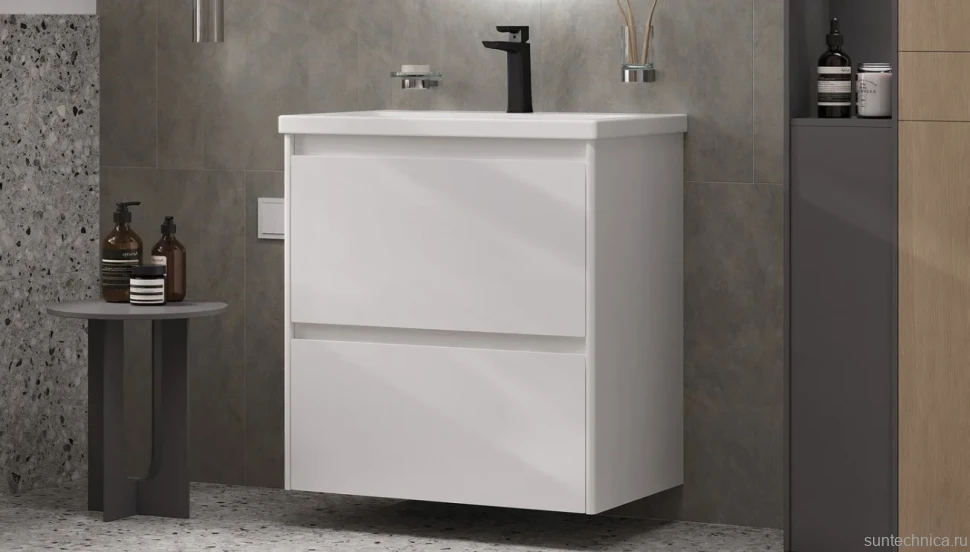Тумба с раковиной Velvex Klaufs 70.2Y белая, подвесная