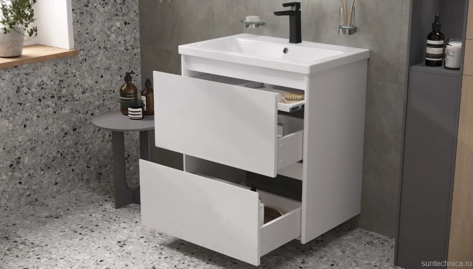 Тумба с раковиной Velvex Klaufs 70.2Y белая, подвесная