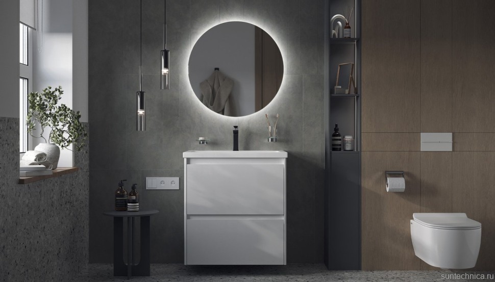 Тумба с раковиной Velvex Klaufs 70.2Y белая, подвесная