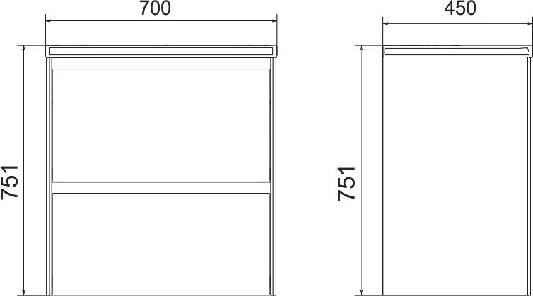 Тумба с раковиной Velvex Klaufs 70.2Y белая, подвесная