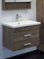 Тумба с раковиной Comforty Никосия 70П подвесная, темный дуб, с раковиной Como 70