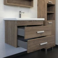 Тумба с раковиной Comforty Никосия 70П подвесная, темный дуб, с раковиной Como 70