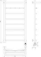 Полотенцесушитель электрический Secado Милан 1 КСП 105x55 см, подключение справа, глянцевый хром, лесенка, с полкой