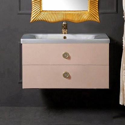 Тумба с раковиной Armadi Art NeoArt 80 капучино с ручками Satine золото