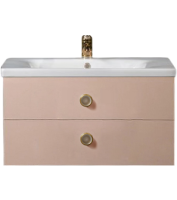 Тумба с раковиной Armadi Art NeoArt 80 капучино с ручками Satine золото