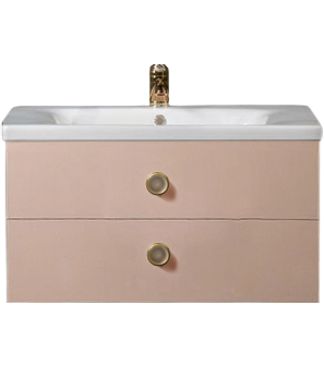 Тумба с раковиной Armadi Art NeoArt 80 капучино с ручками Satine золото