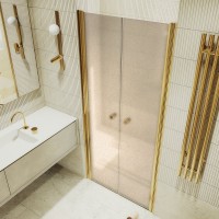Душевая дверь в нишу Maybahglass MGD-442-3 99 см, профиль матовое золото, стекло бронза матовая