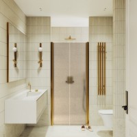 Душевая дверь в нишу Maybahglass MGD-442-3 99 см, профиль матовое золото, стекло бронза матовая