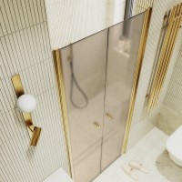 Душевая дверь в нишу Maybahglass MGD-442-3 99 см, профиль матовое золото, стекло бронза матовая