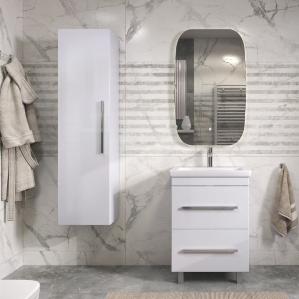 Мебель для ванной комнаты Vigo Land 60 напольная, белая, раковина Como 60