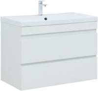 Тумба с раковиной Aquanet Нота new 90 подвесная, белая глянцевая