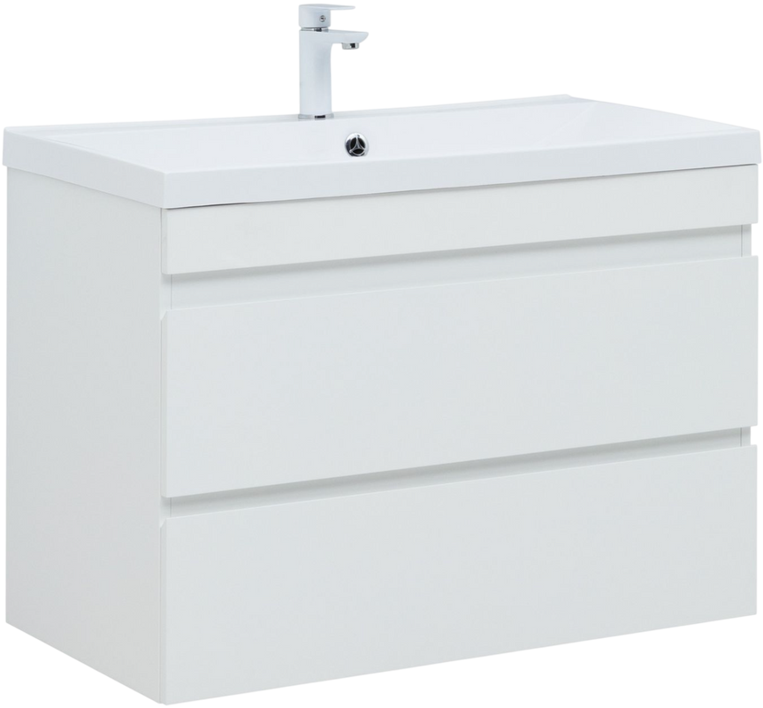 Тумба с раковиной Aquanet Нота new 90 подвесная, белая глянцевая