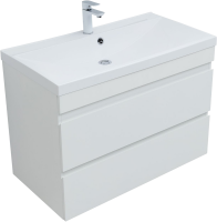 Тумба с раковиной Aquanet Нота new 90 подвесная, белая глянцевая