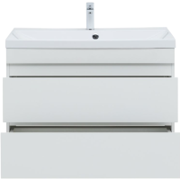 Тумба с раковиной Aquanet Нота new 90 подвесная, белая глянцевая