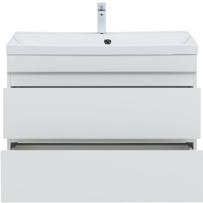 Тумба с раковиной Aquanet Нота new 90 подвесная, белая глянцевая