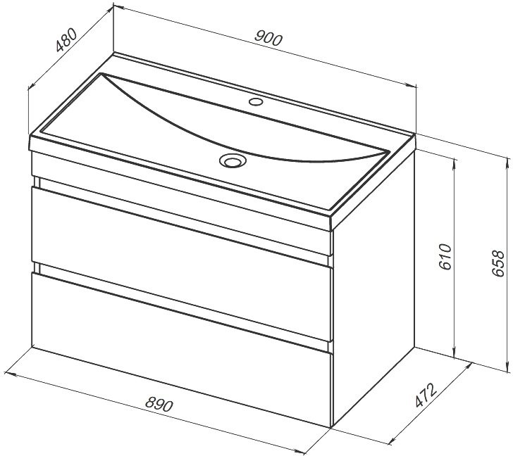 Тумба с раковиной Aquanet Нота new 90 подвесная, белая глянцевая