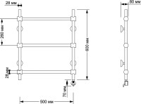 Полотенцесушитель электрический Secado Флоренция 2 65x55 см, подключение справа, бронза, лесенка, латунь