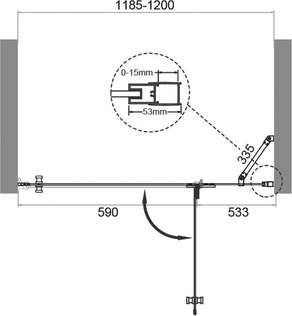 Душевая дверь в нишу BelBagno Kraft B-12-60/60-C-Cr R