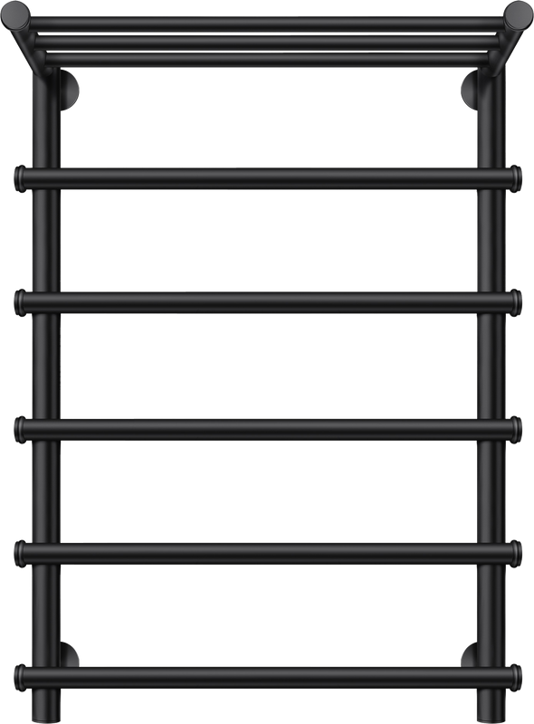 Полотенцесушитель водяной Secado Турин 1 СП 80x55 см, матовый черный, лесенка, с полкой