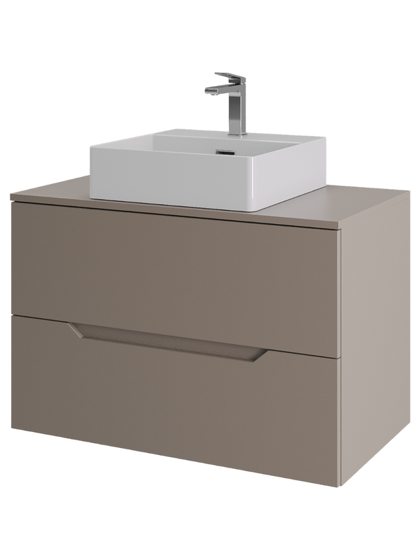 Мебель для ванной комнаты Orange Line 80 подвесная, 2 ящика, матовый латте с раковиной B04-405W