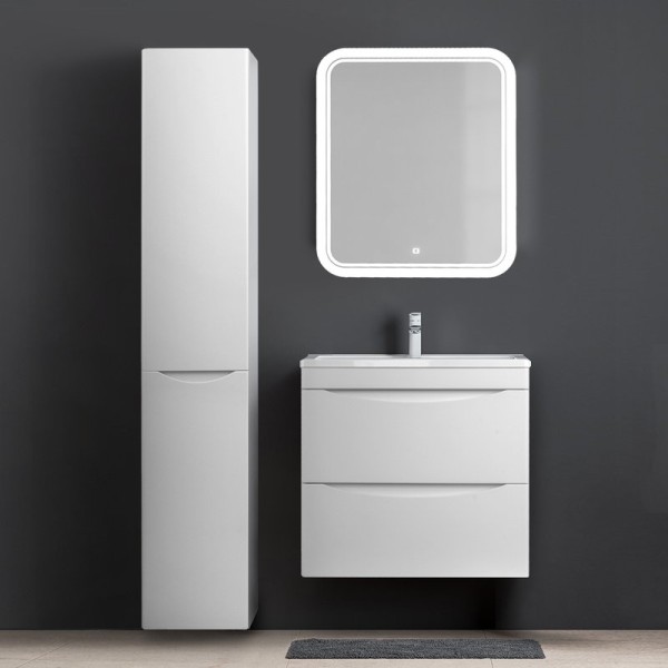 Мебель для ванной комнаты Style Line Бергамо Мини 70 Люкс Plus подвесная, антискрейтч белая, зеркало STWORKI Монтре