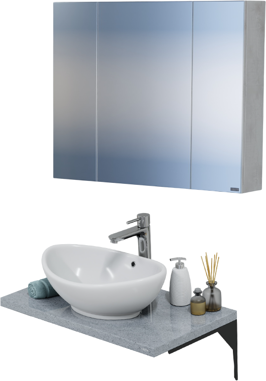 Мебель для ванной комнаты СаНта Юпитер 80 подвесная, с кронштейнами, гранит серый