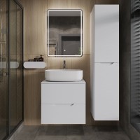 Мебель для ванной комнаты Orange Line 60 подвесная, 2 ящика, матовая белая с раковиной B07-540W