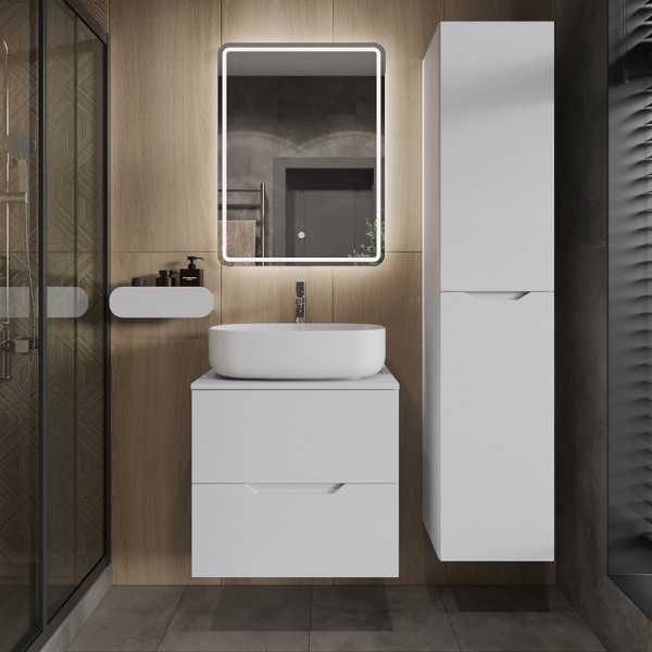 Мебель для ванной комнаты Orange Line 60 подвесная, 2 ящика, матовая белая с раковиной B07-540W