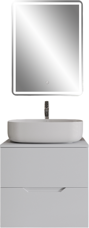 Мебель для ванной комнаты Orange Line 60 подвесная, 2 ящика, матовая белая с раковиной B07-540W