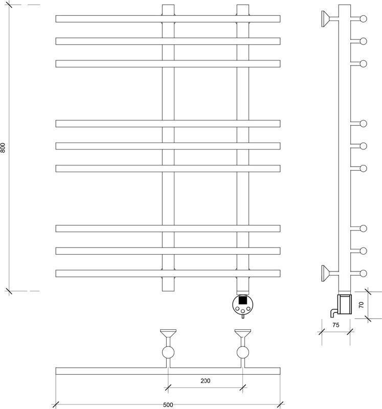 Полотенцесушитель электрический Secado Турин 3 R 85x50 см, подключение справа, бронза, лесенка, латунь