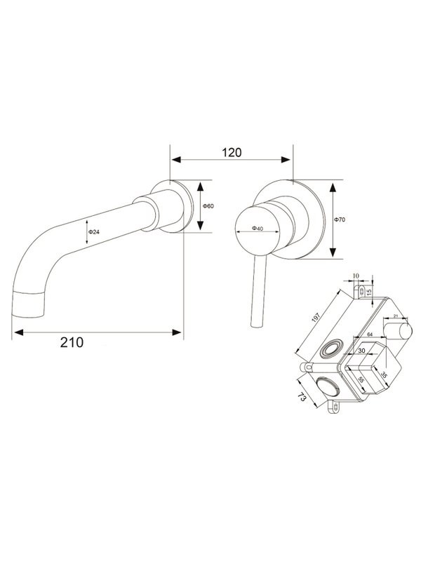 Смеситель для раковины РМС Sus129 SUS129-3 С ВНУТРЕННЕЙ ЧАСТЬЮ, сталь