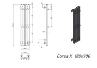 Полотенцесушитель электрический Grota Corsa K NM EL 18х90, с крючками, матовый хром