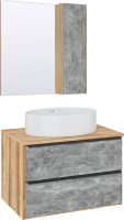 Мебель для ванной комнаты Runo Мальта 70 дуб, серая, раковина Ovale 50