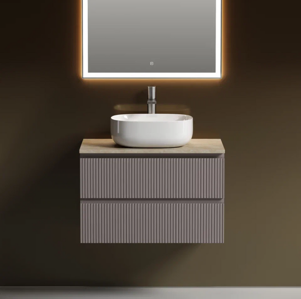 Тумба с раковиной Sancos Snob T 80 см, doha soft, столешница бежевая, раковина CN6018