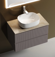 Тумба с раковиной Sancos Snob T 80 см, doha soft, столешница бежевая, раковина CN6018
