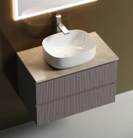 Тумба с раковиной Sancos Snob T 80 см, doha soft, столешница бежевая, раковина CN6018