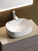 Тумба с раковиной Sancos Snob T 80 см, doha soft, столешница бежевая, раковина CN6018