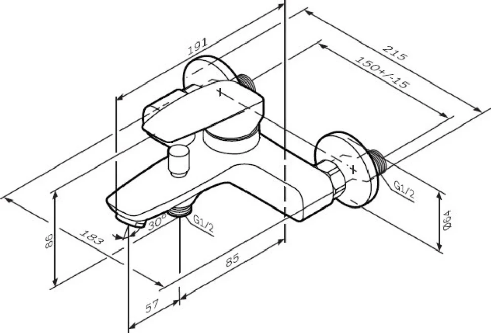 Смеситель для ванны с душем AM.PM Tender F45A10000