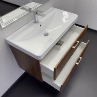 Тумба с раковиной Comforty Ангара 90П подвесная, темно-коричневый дуб