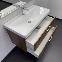Тумба с раковиной Comforty Ангара 90П подвесная, темно-коричневый дуб