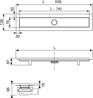 Душевой трап (лоток) TECE Linus linus 15100089 80 см комплект с решеткой straight