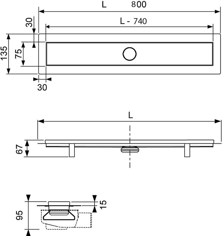 Душевой трап (лоток) TECE Linus linus 15100089 80 см комплект с решеткой straight