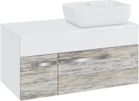 Тумба с раковиной Runo Вудлайн 100 подвесная, скандинавский дуб, раковина Cuatro 50